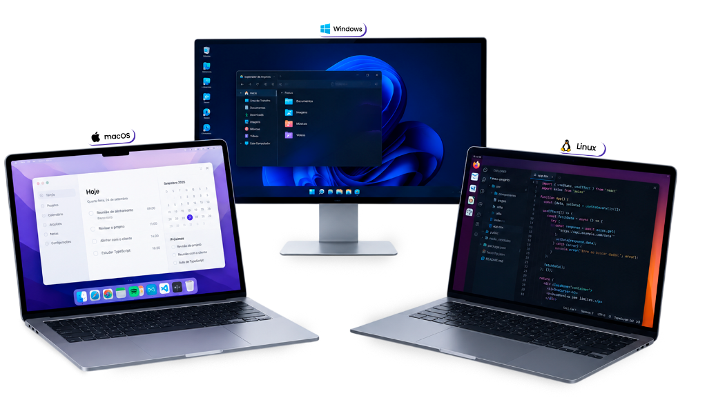 OneCursor running across Windows, macOS, and Linux